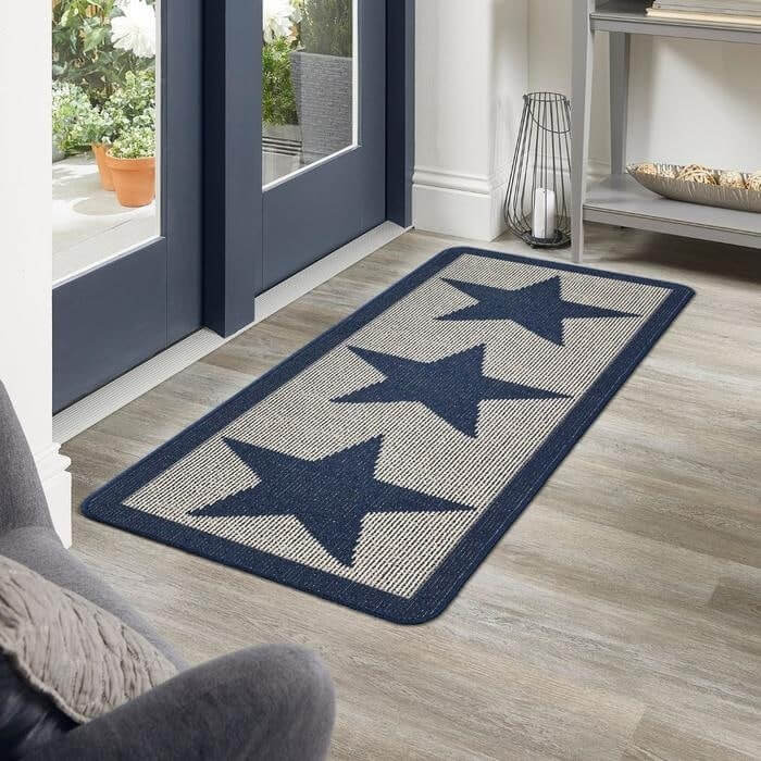 Washable Mat and Runner Star Design - Bargainia.com - 5026134604476 - MUSTAR_NAVYXX_067X200