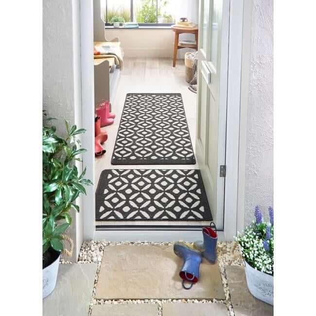 Washable Mat and Runners Geometric Design - Bargainia.com - 5026134611160 - MUCRES_CHARCL_050X080
