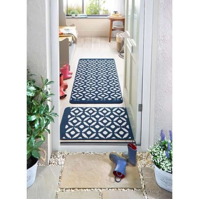 Washable Mat and Runners Geometric Design - Bargainia.com - 5026134611207 - MUCRES_NAVYXX_050X080