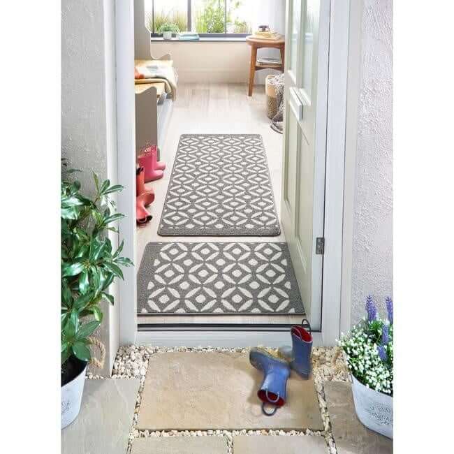 Washable Mat and Runners Geometric Design - Bargainia.com - 5026134611245 - MUCRES_SILVER_050X080
