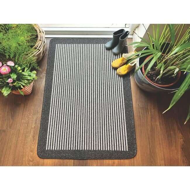Washable Mat and Runners Stripe Design - Bargainia.com - 5026134544918 - MUSTPE_CHARCL_050X080