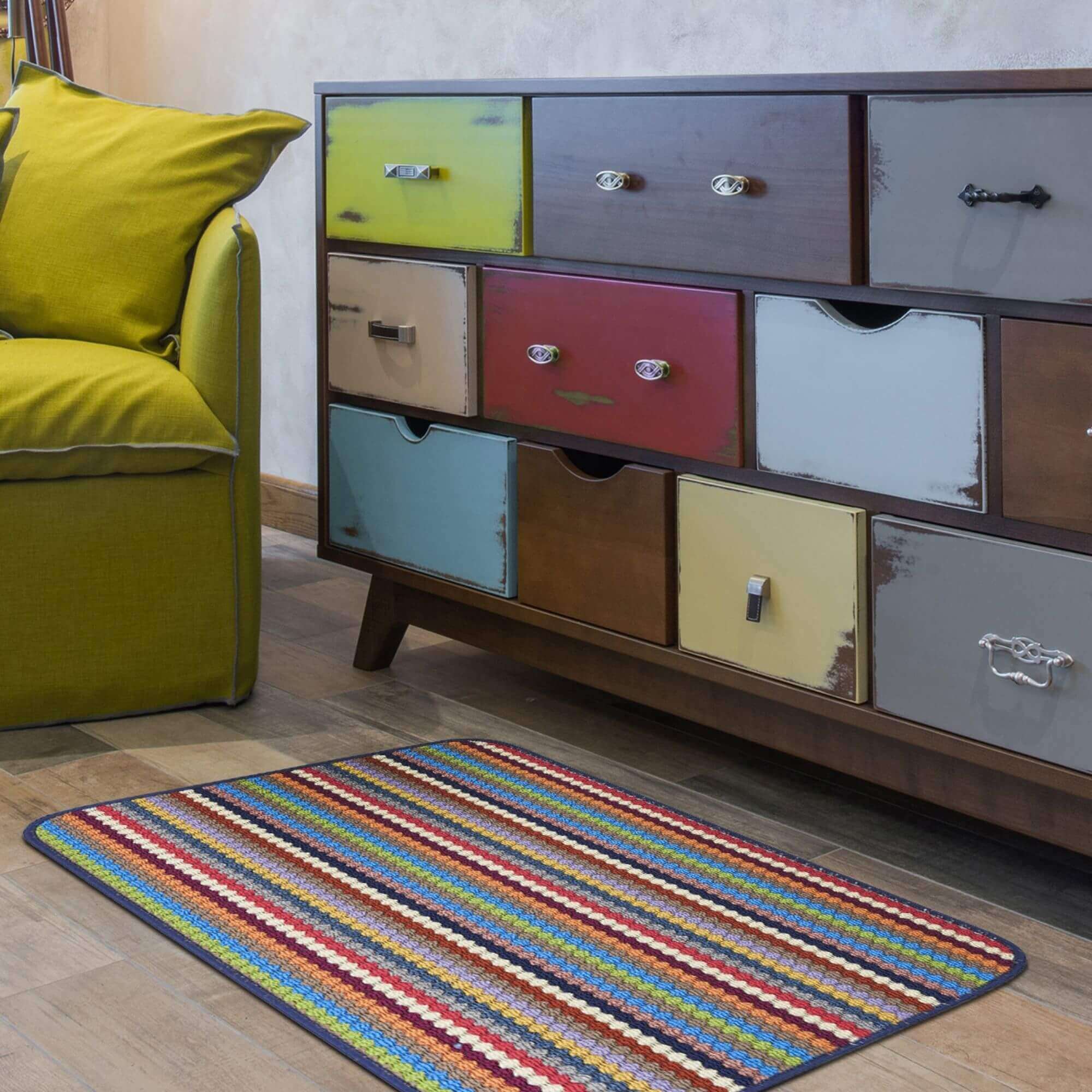 Washable Multicolour Stripe Mats| 111 - Bargainia.com - 5060676060628 - HEL003004