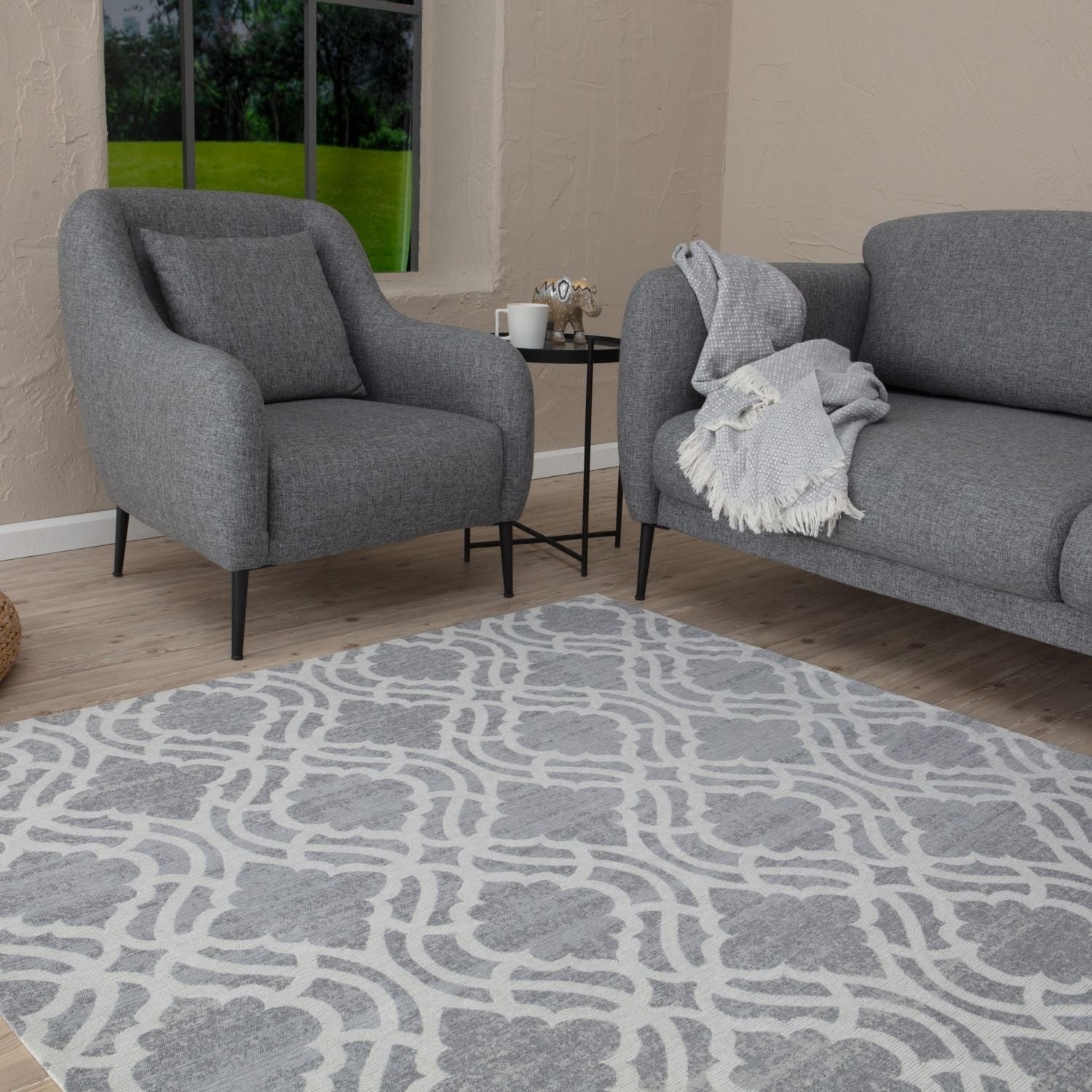 Washable Rug Carina Grey | 6901G - Bargainia.com - 
