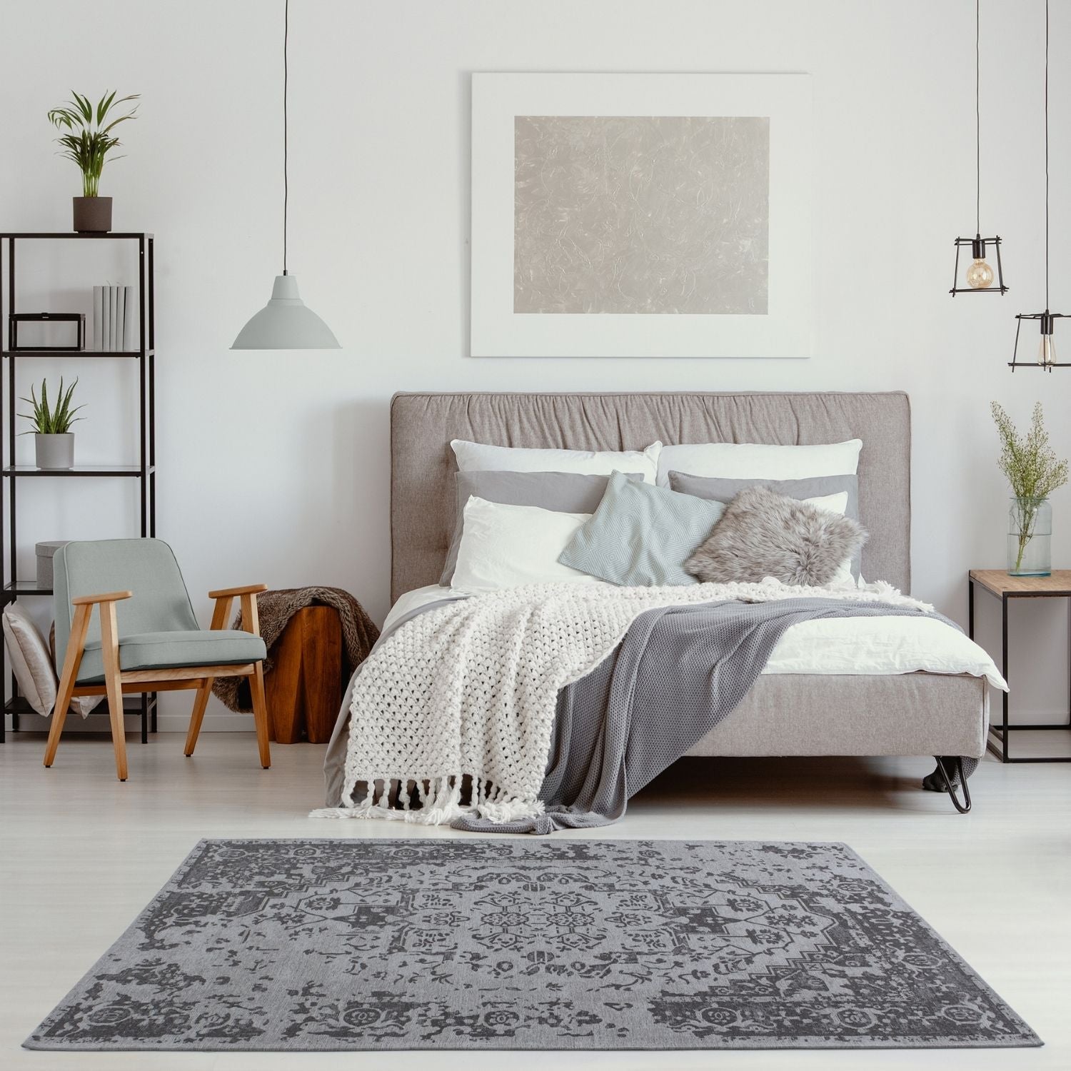 Washable Rug Carina Grey | 6963 - Bargainia.com - 