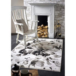Watercolour Floral Design Rug - Grey - Bargainia.com - 