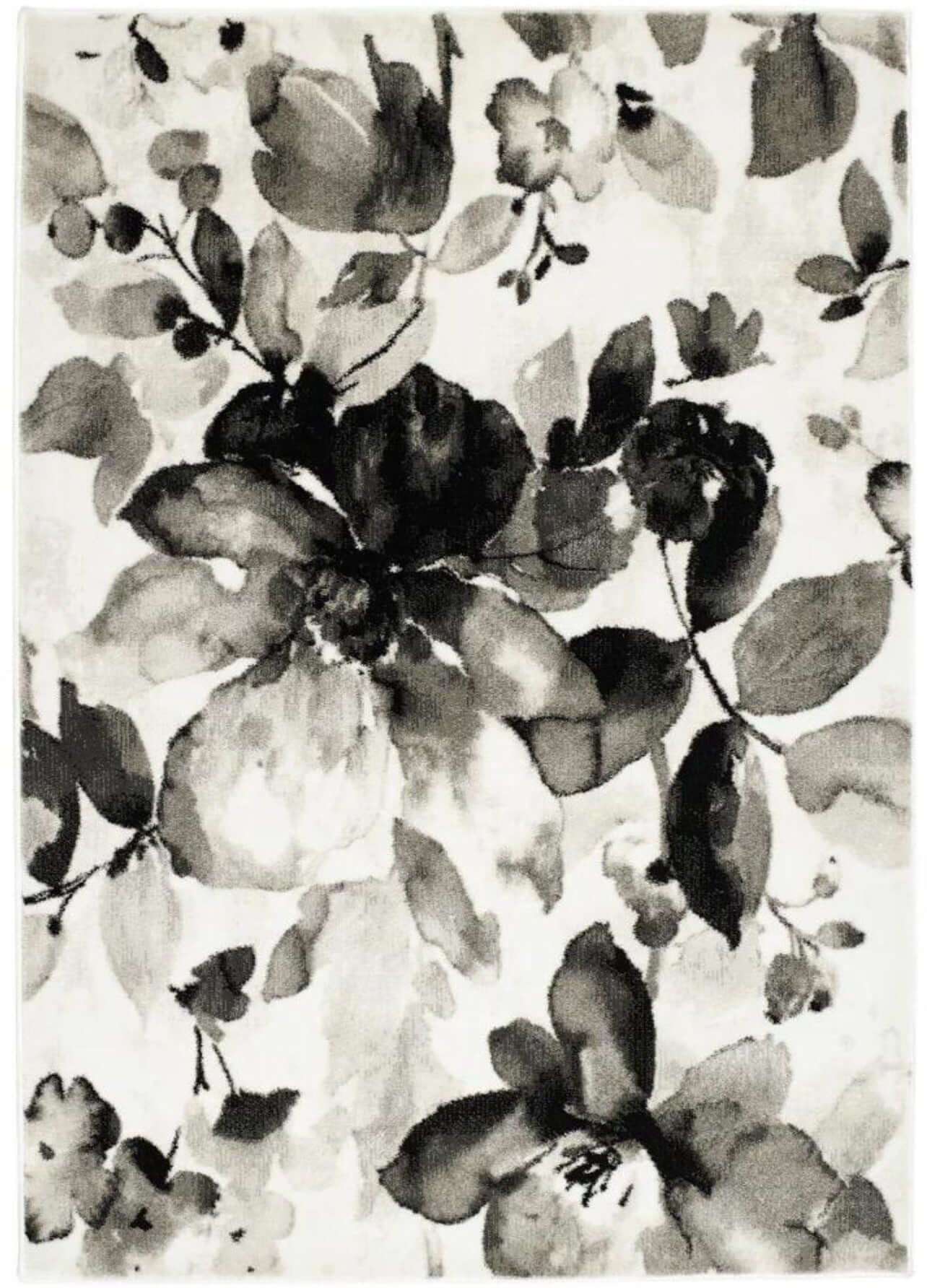 Watercolour Floral Design Rug - Grey - Bargainia.com - 5026134529298 - WATFRL_GREYXX_080X150