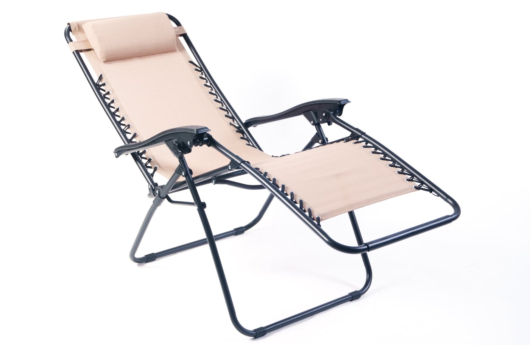 Weatherproof Zero Gravity Reclining Sun Loungers - Beige - Bargainia.com - 