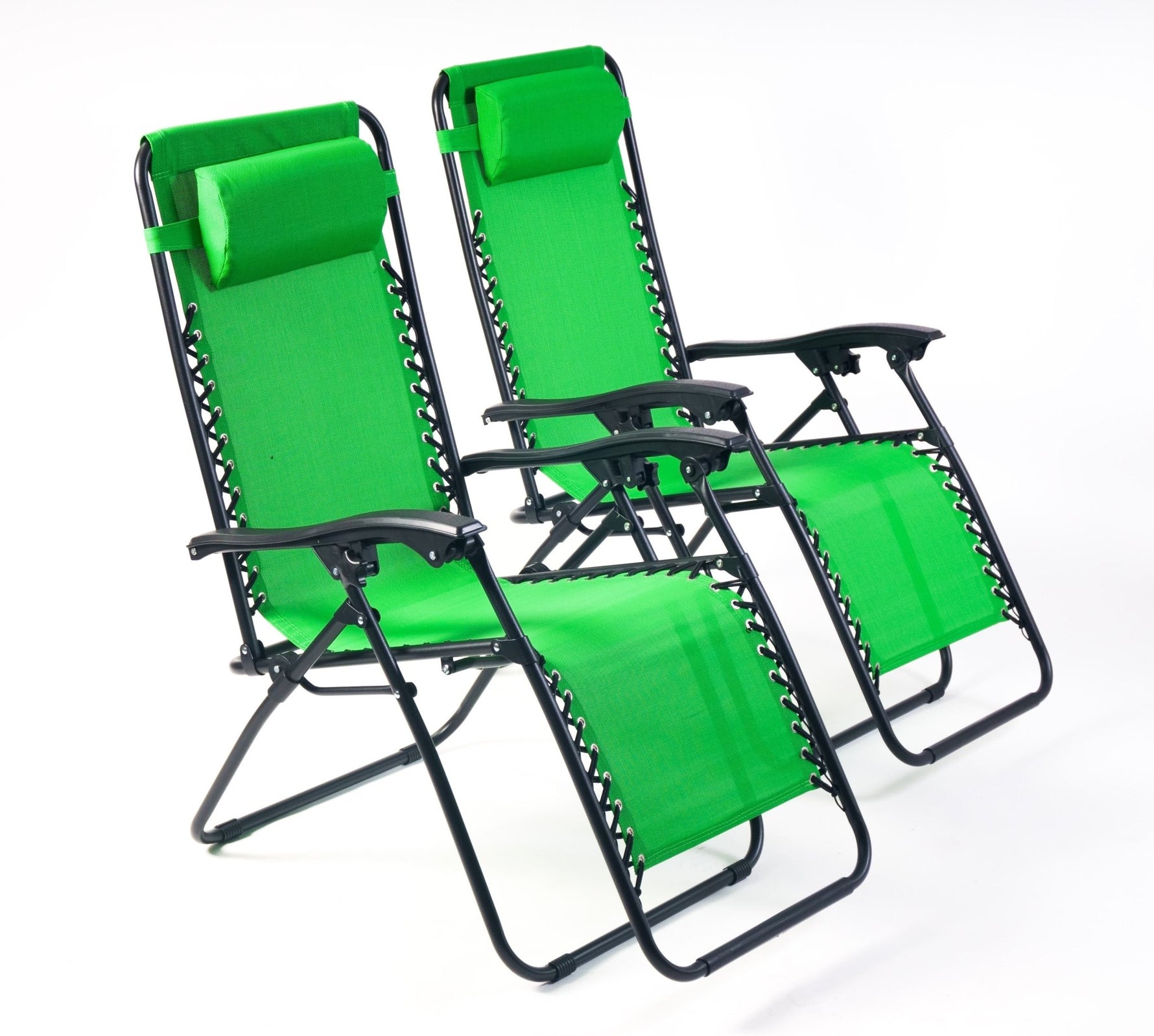 Weatherproof Zero Gravity Reclining Sun Loungers - Green - Bargainia.com - 