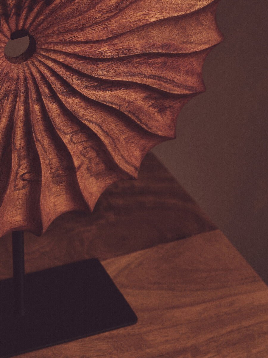 Westo Brown Wood Round Sculpture With Black Base - Bargainia.com - 5063227016228