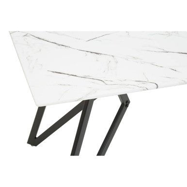 Weston Marble Effect Dining Table With 6 Chairs Set - Bargainia.com - 5018705472386