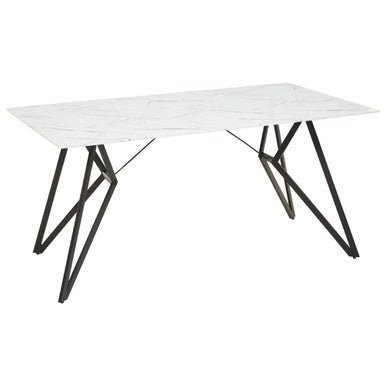 Weston Marble Effect Dining Table With 6 Chairs Set - Bargainia.com - 5018705472386
