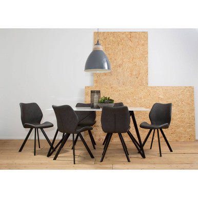 Weston Marble Effect Dining Table With 6 Chairs Set - Bargainia.com - 5018705472386