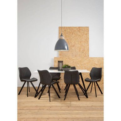 Weston Marble Effect Dining Table With 6 Chairs Set - Bargainia.com - 5018705472386