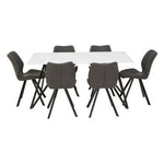 Weston Marble Effect Dining Table With 6 Chairs Set - Bargainia.com - 5018705472386