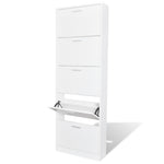 White Wooden Shoe Cabinet with 5 Compartments - Bargainia.com - 