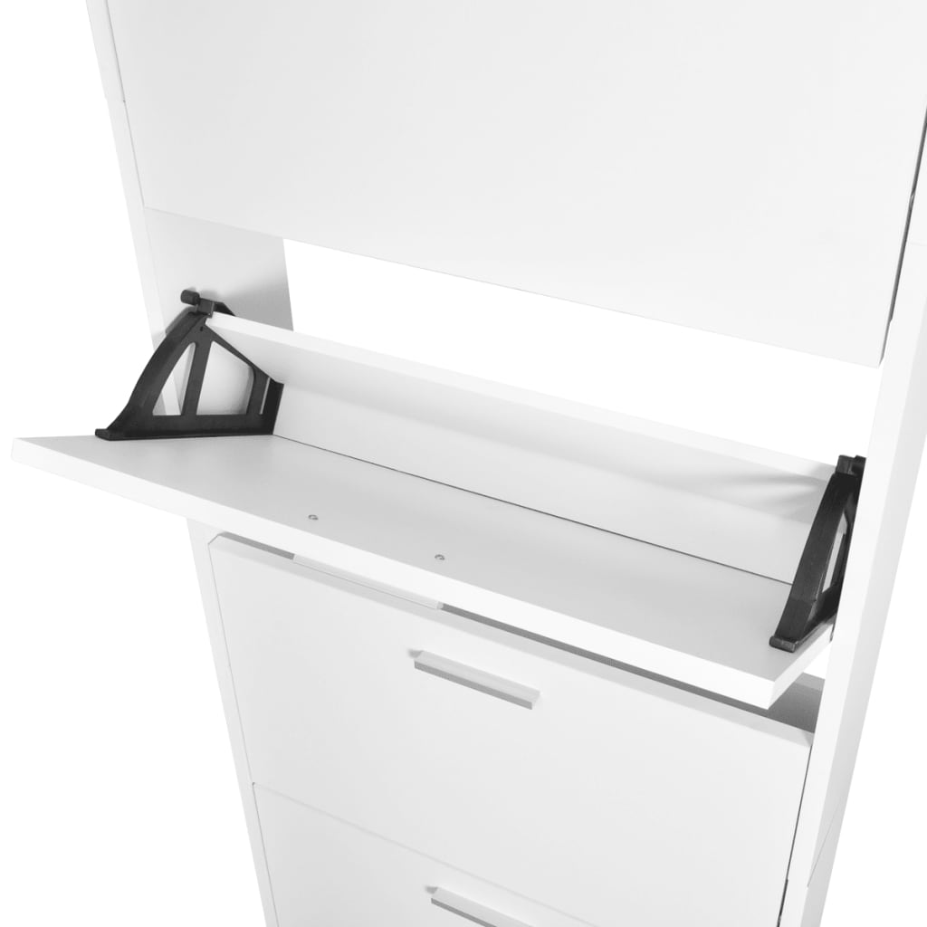 White Wooden Shoe Cabinet with 5 Compartments - Bargainia.com - 