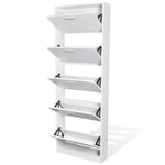 White Wooden Shoe Cabinet with 5 Compartments - Bargainia.com - 