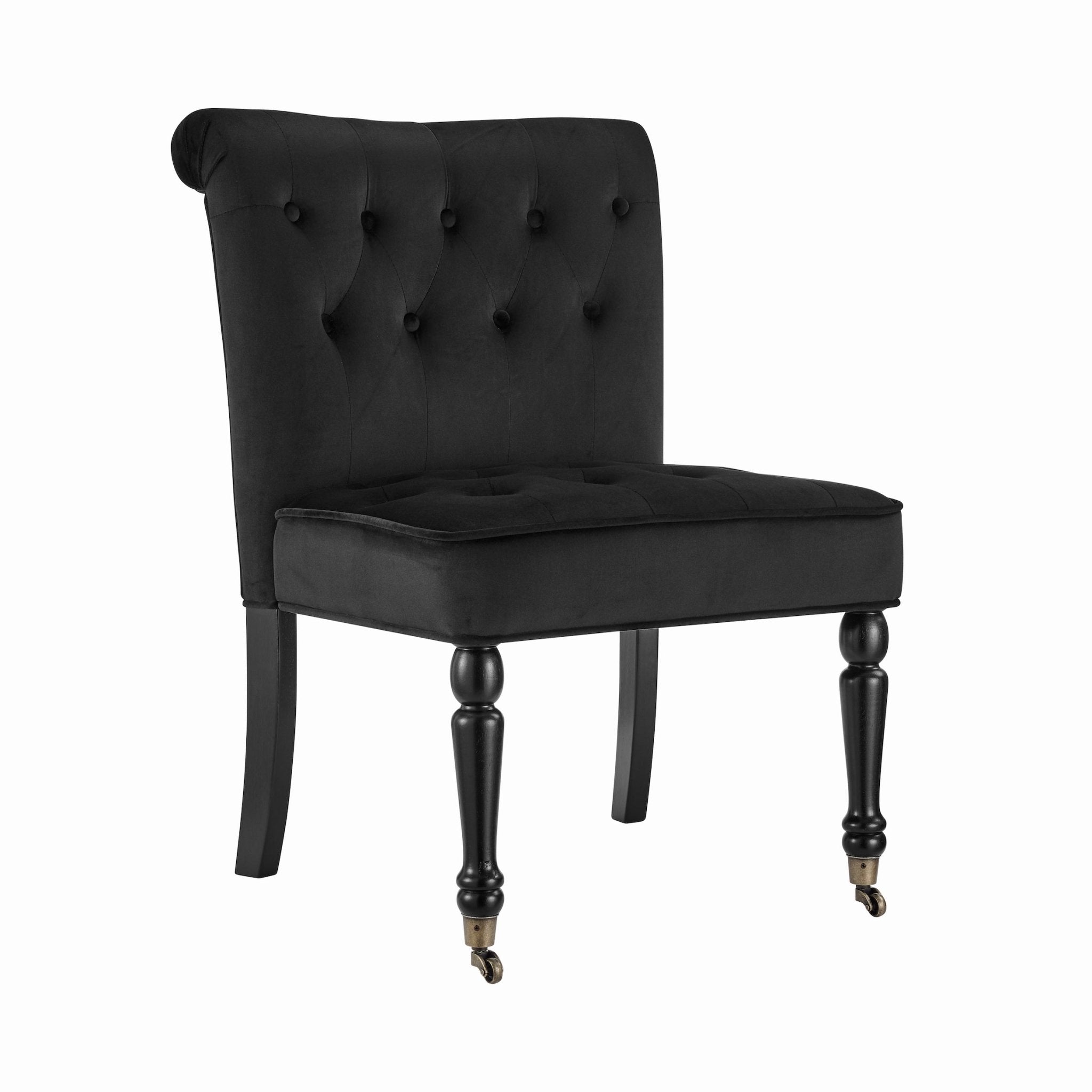 Winston Velvet Accent Chair On Wheels - Black Clearance