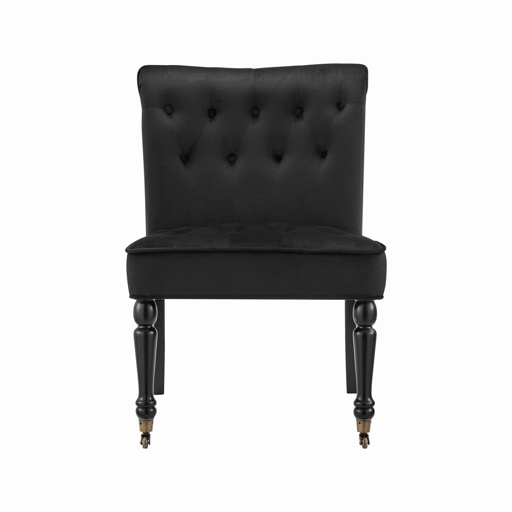 Winston Velvet Accent Chair On Wheels - Black - Bargainia.com - 