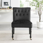 Winston Velvet Accent Chair On Wheels - Black - Bargainia.com - 