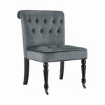 Winston Dark Grey Velvet Dining Chair with Wheels - Bargainia.com - 