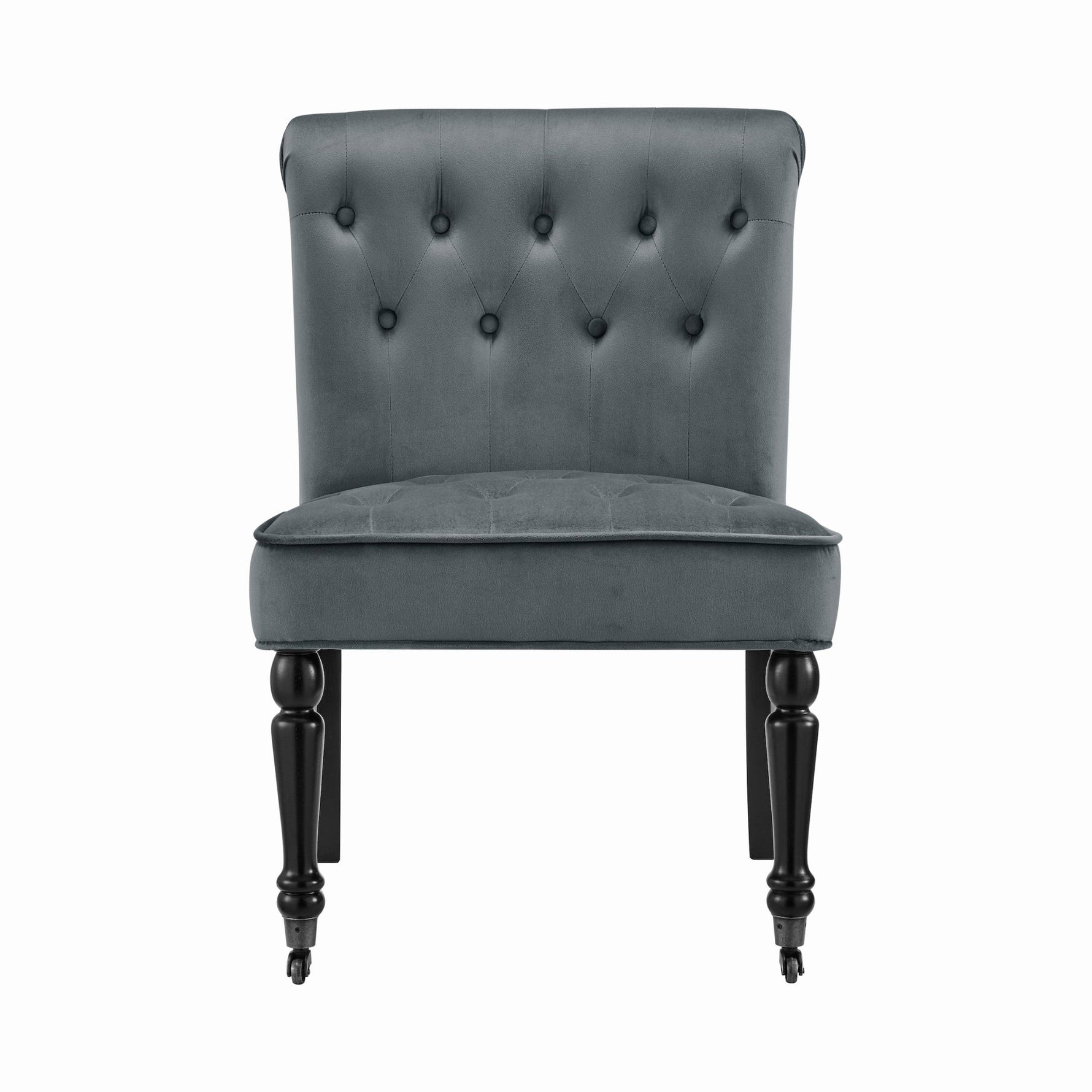Winston Dark Grey Velvet Dining Chair with Wheels - Bargainia.com - 