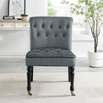 Winston Dark Grey Velvet Dining Chair with Wheels - Bargainia.com - 
