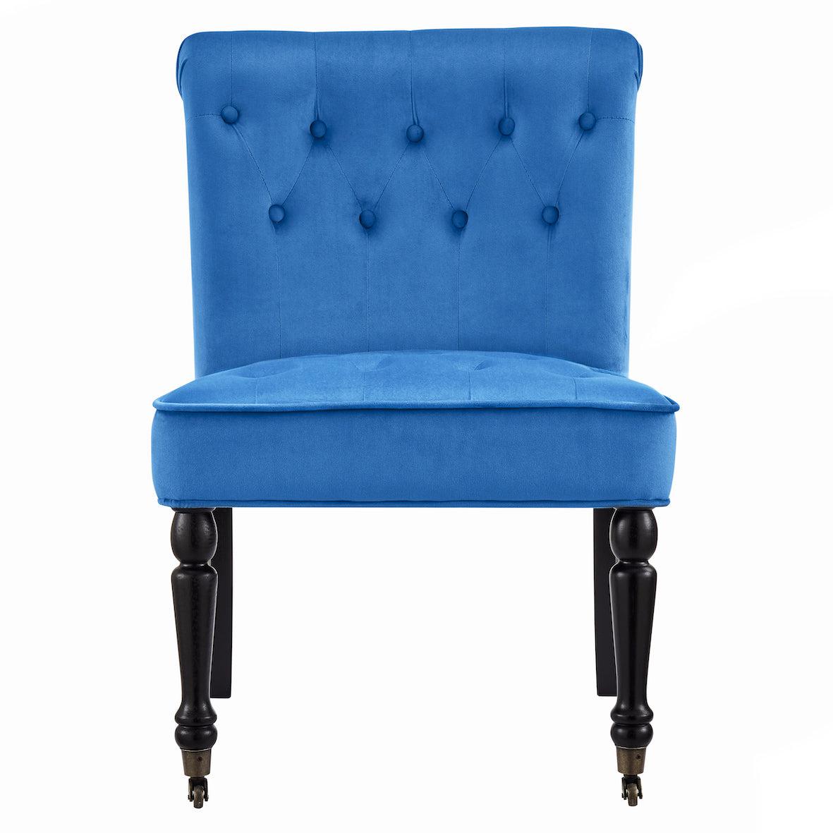 Winston Velvet Accent Chair On Wheels - Royal Blue Clearance