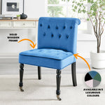 Winston Velvet Accent Chair On Wheels - Royal Blue - Bargainia.com - 