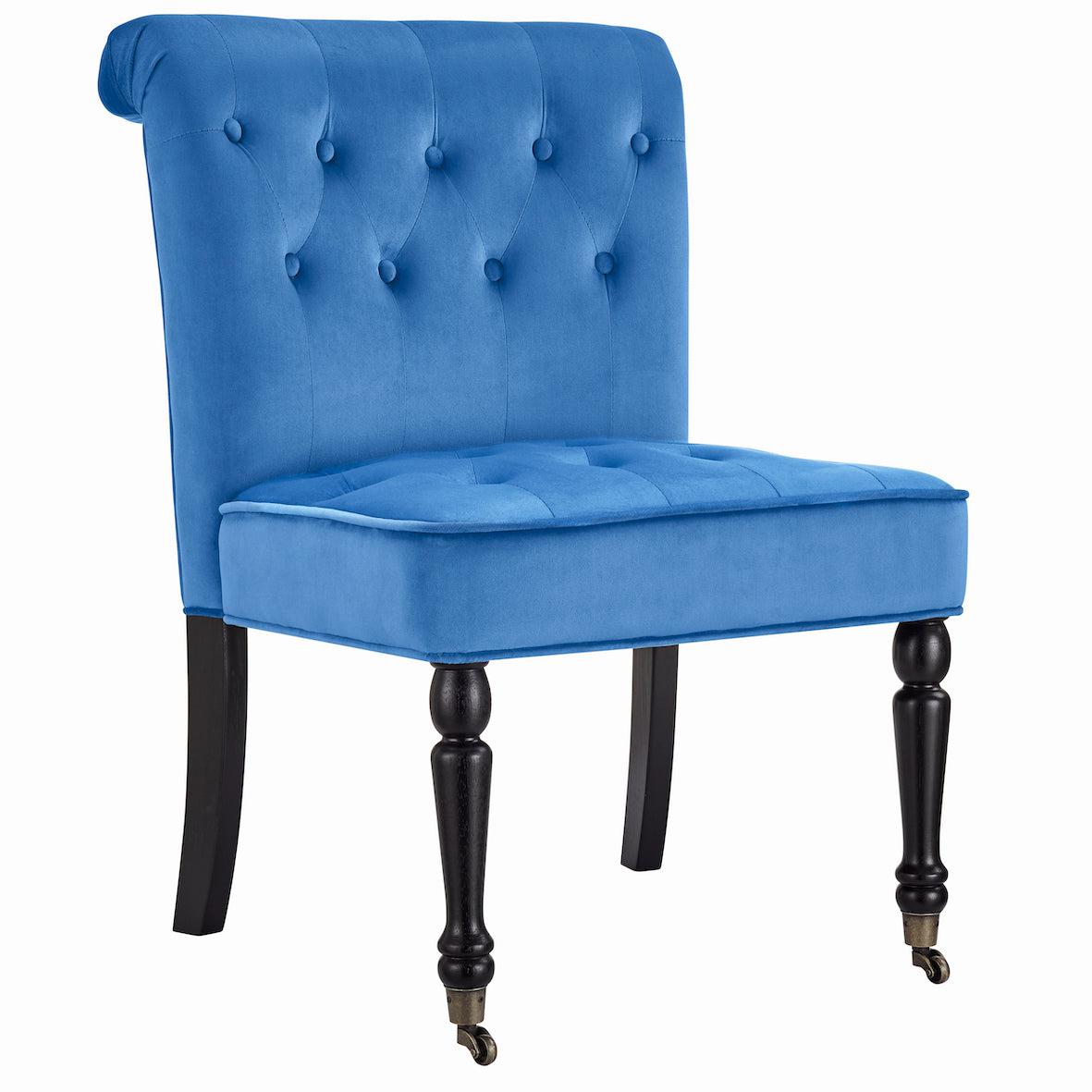 Winston Velvet Accent Chair On Wheels - Royal Blue Clearance