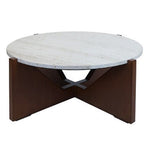 Winton Travertine Top Coffee Table With Acacia Wood Frame - Bargainia.com - 5063227018635
