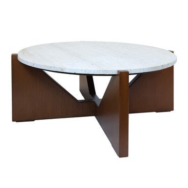 Winton Travertine Top Coffee Table With Acacia Wood Frame - Bargainia.com - 5063227018635