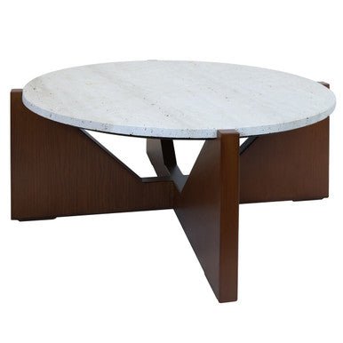 Winton Travertine Top Coffee Table With Acacia Wood Frame - Bargainia.com - 5063227018635