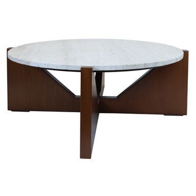 Winton Travertine Top Coffee Table With Acacia Wood Frame - Bargainia.com - 5063227018635