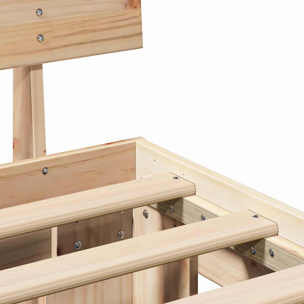 with Drawer with Headboard with Storage Brown 120 x 190 cm Solid pine wood - Bargainia.com - 8721288713537 - 3382286