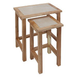 Womad Small Set Of 2 Wooden Side Tables With Cream Marble Tops - Bargainia.com - 5063227018727