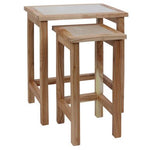 Womad Small Set Of 2 Wooden Side Tables With Cream Marble Tops - Bargainia.com - 5063227018727