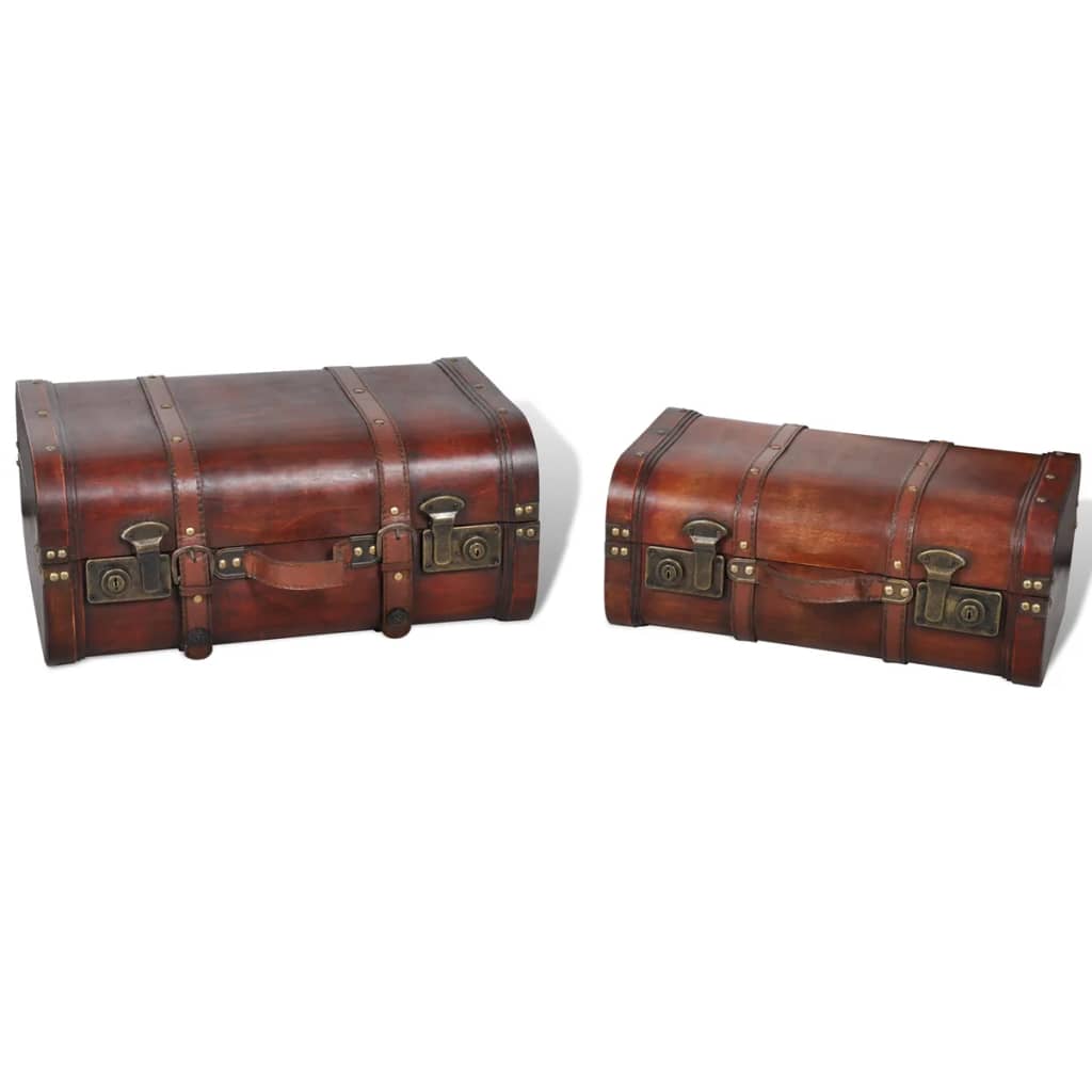 Wooden Treasure Chest 2 pcs Vintage Brown - Bargainia.com - 8718475856672 - 240575