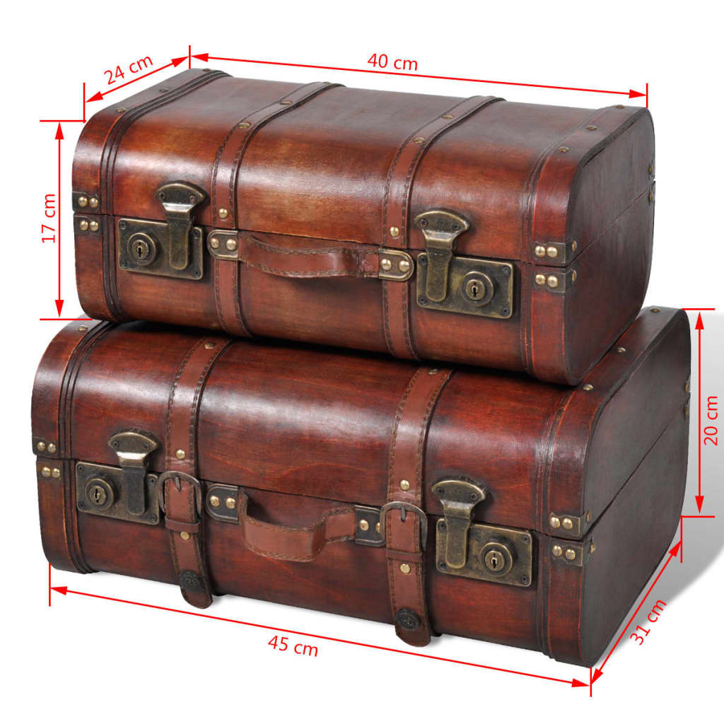 Wooden Treasure Chest 2 pcs Vintage Brown - Bargainia.com - 8718475856672 - 240575