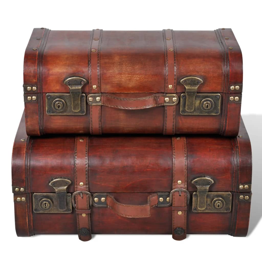 Wooden Treasure Chest 2 pcs Vintage Brown - Bargainia.com - 8718475856672 - 240575