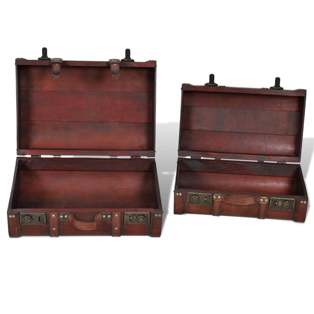 Wooden Treasure Chest 2 pcs Vintage Brown - Bargainia.com - 8718475856672 - 240575