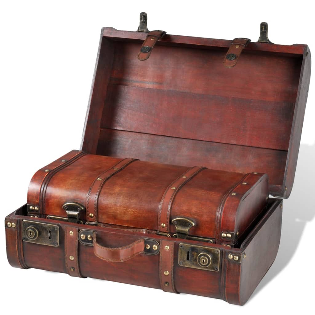 Wooden Treasure Chest 2 pcs Vintage Brown - Bargainia.com - 8718475856672 - 240575