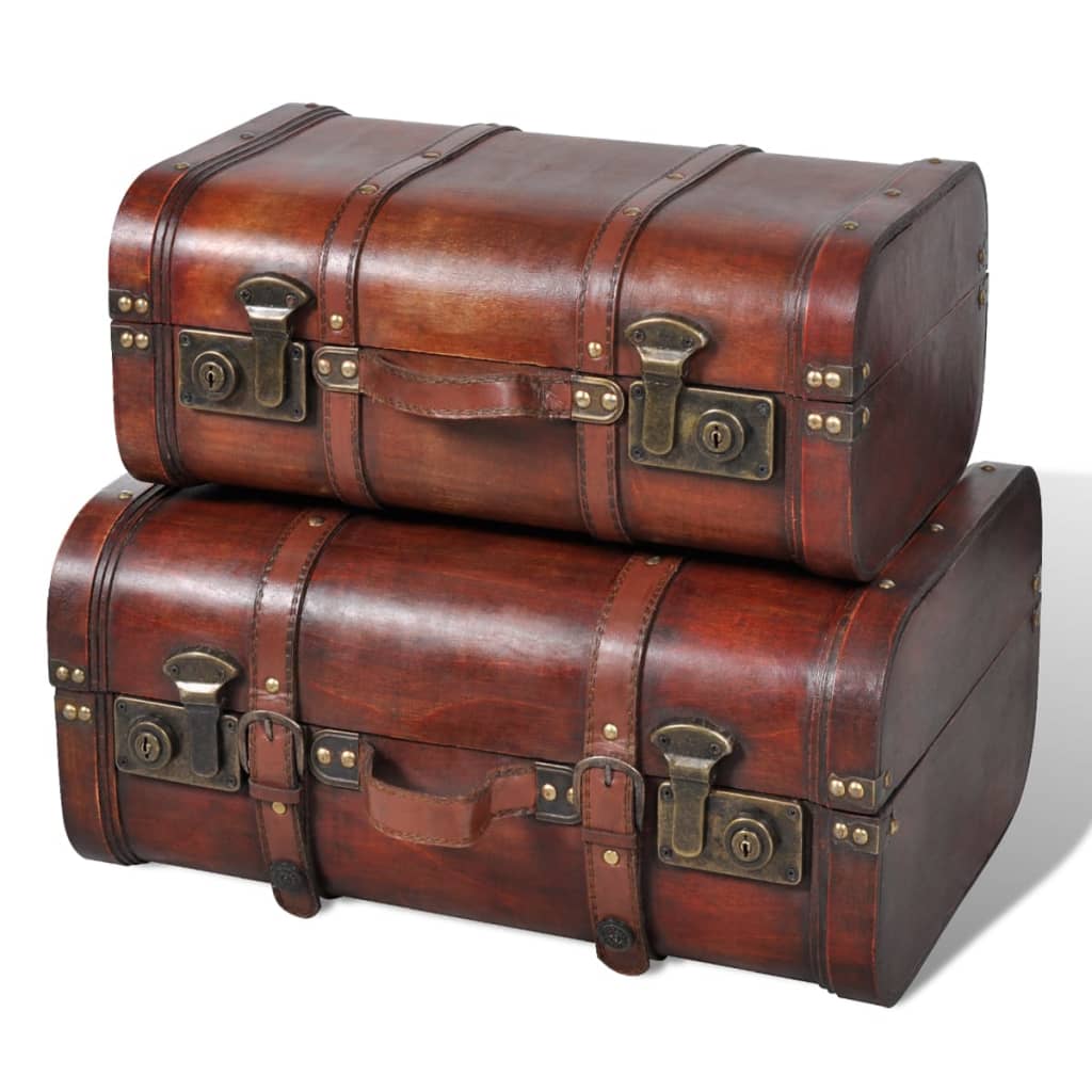 Wooden Treasure Chest 2 pcs Vintage Brown - Bargainia.com - 8718475856672 - 240575