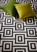 Wool Labyrinth Rug White and Black - Bargainia.com - 