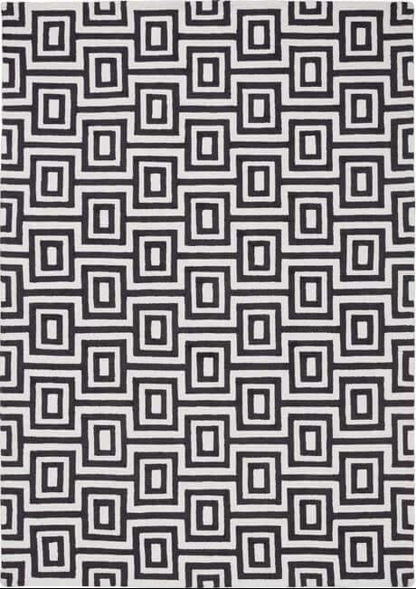 Wool Labyrinth Rug White and Black - Bargainia.com - 5026134637665 - LBRNTH_BLKWHT_080X150
