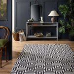Wool Labyrinth Rug White and Black - Bargainia.com - 