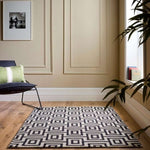 Wool Labyrinth Rug White and Black - Bargainia.com - 