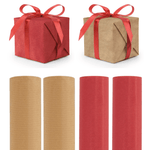 Wrapping Paper - Red & Natural Ribbed Kraft Gift Wrap - Singles or 4 Pack - 3m Roll - Bargainia.com - 