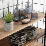 Nautical Set Of Five Black And White Woven Storage Baskets