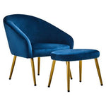 Yasmeen Midnight Blue Chair And Footstool - Bargainia.com - 5018705948300